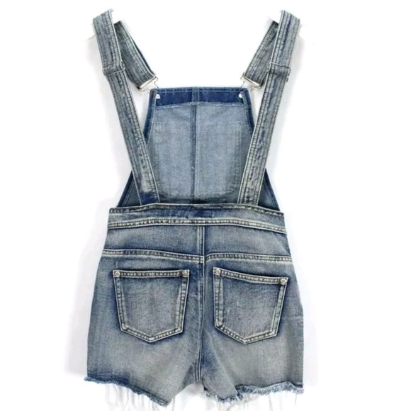 Boohoo Denim Distressed Overall Shorts Size 2 - Picture 5 of 5